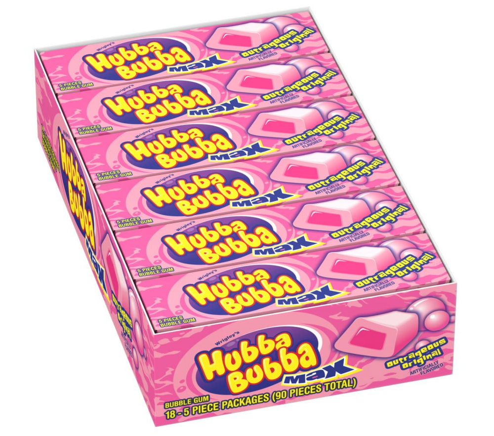 HUBBA BUBBA MAX OUTRAGEOUS ORIGINAL GUM 8/18/5pc
