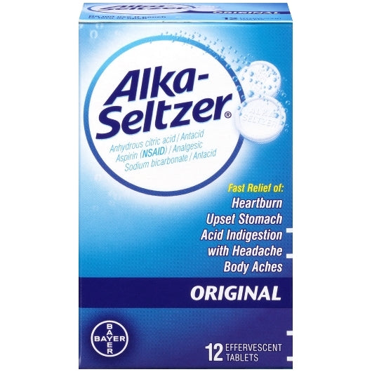 ALKA-SELTZER ORIGINAL EFFERVESCENT WITH ASPIRIN 8/6/12pc