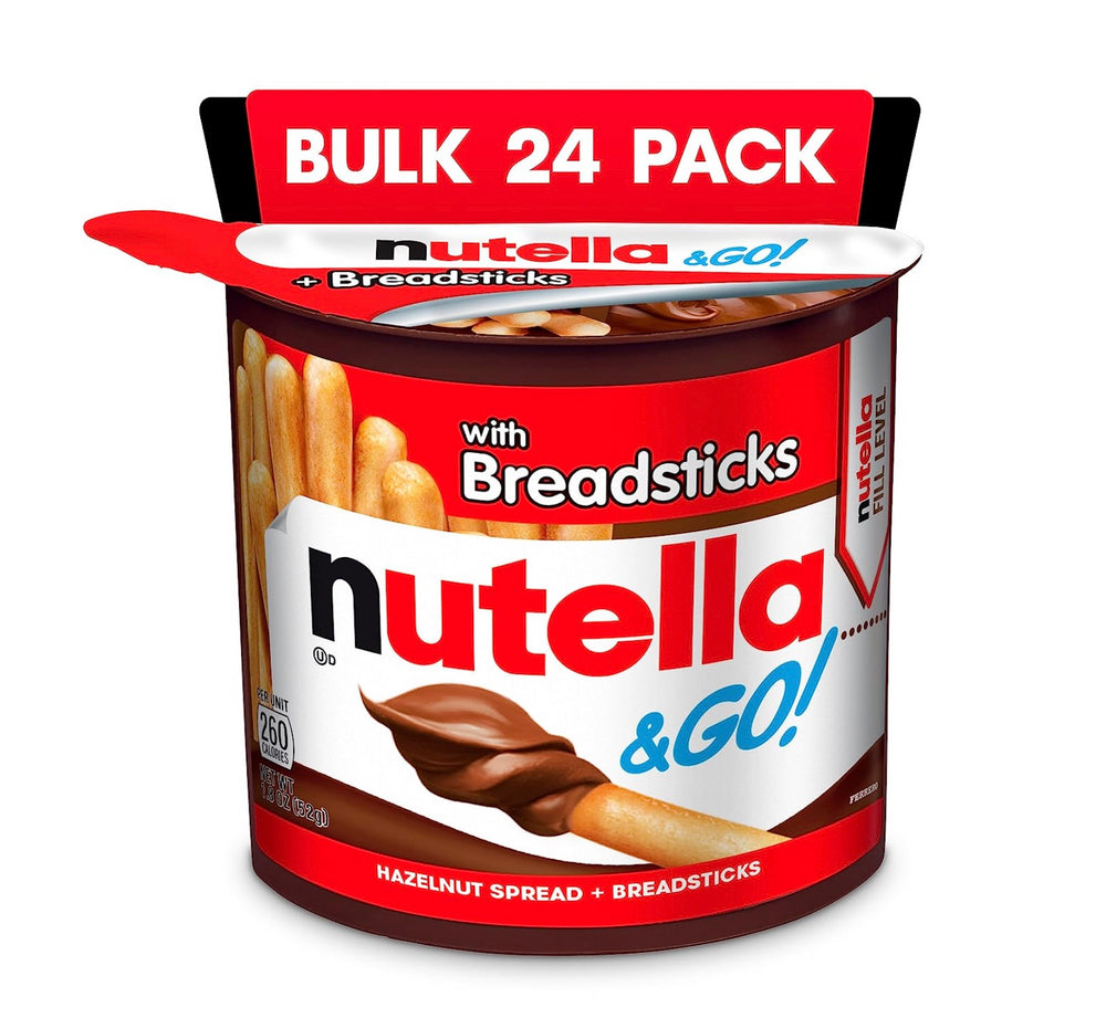 NUTELLA & GO! BULK 24 PACK, HAZELNUT AND COCOA SPREAD WITH BREADSTICKS, 1.8oz
