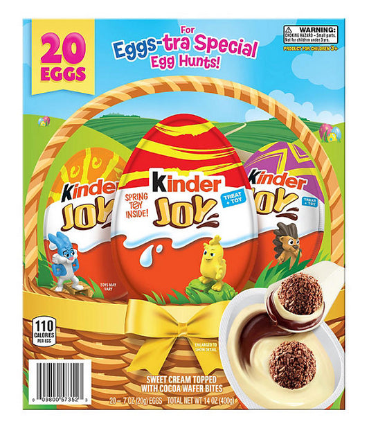 KINDER JOY EASTER CHOCOLATE SURPRISE EGG, 0.7 oz 20pk
