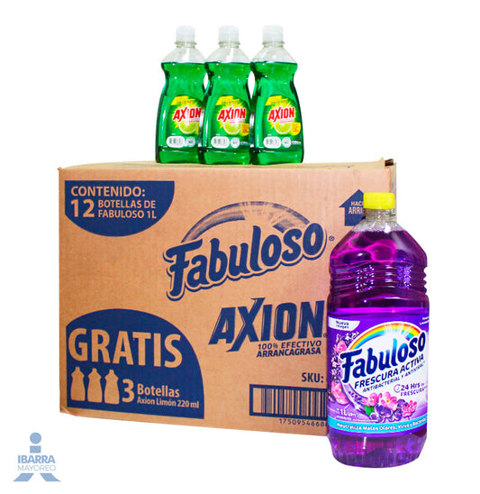PROMO FABULOSO LAVANDA 12/1L + 3 AXION 220ML FREE