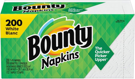 BOUNTY NAPKIN WHITE AND PRINT, 145 IN. 1/8