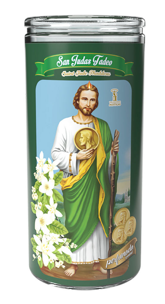 VELADORA 14 DIAS PERFUMADA SAN JUDAS TADEO VERDE 6/1