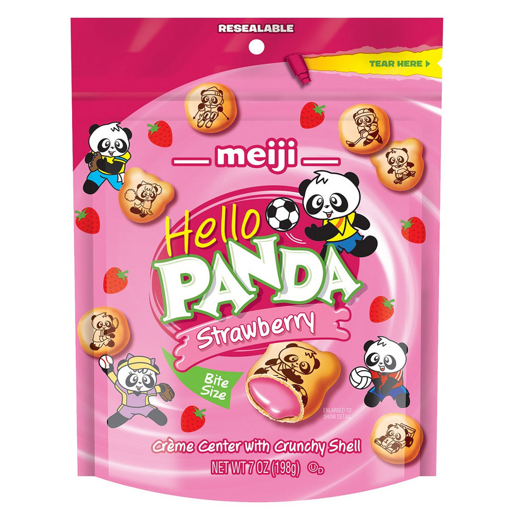 MEIJI HELLO PANDA STRAWBERRY CREAM FILLED BITE SIZE COOKIE 6/7oz