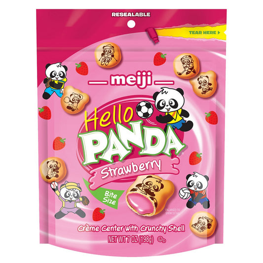 MEIJI HELLO PANDA STRAWBERRY CREAM FILLED BITE SIZE COOKIE 6/7oz