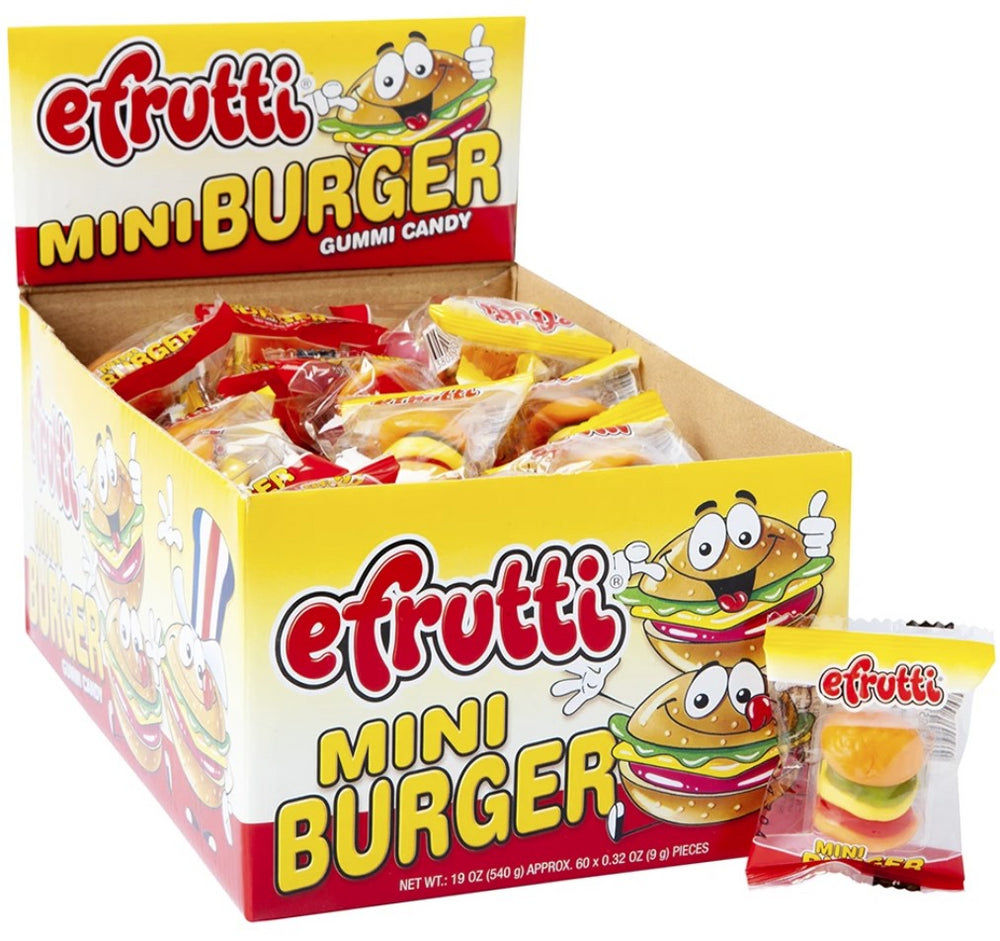 EFRUTTI GUMMI COUNTER DISPLAY MINI BURGER 8/60/ .32OZ