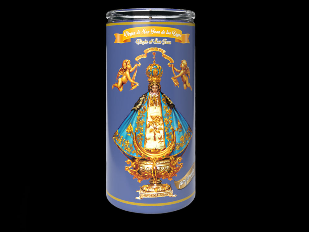 VELADORA SAN JUAN DE LOS LAGOS PERFUMADA  -AZUL 6/1