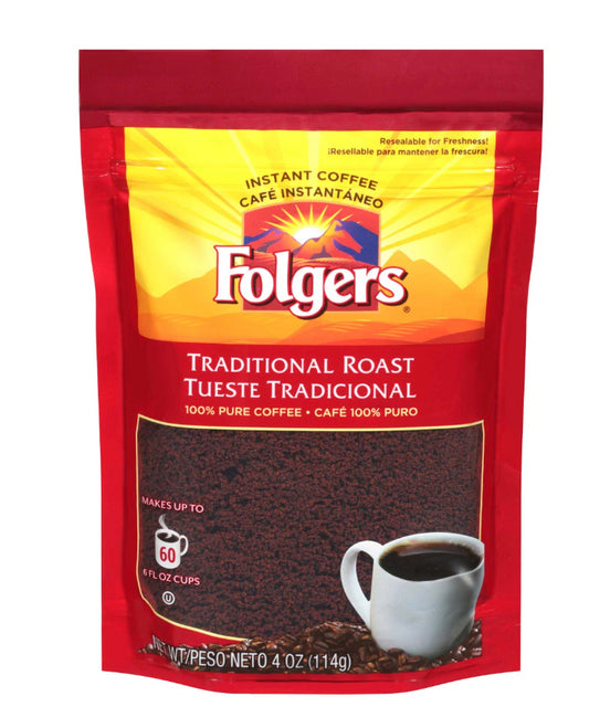 FOLGERS TRADITIONAL ROASTED INSTANT 24/4OZ