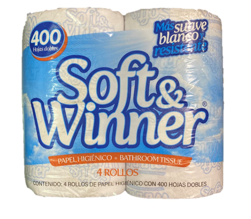 PAPEL HIGIENICO SOFT & WINNER 400 HOJAS 20/4 ROLLS