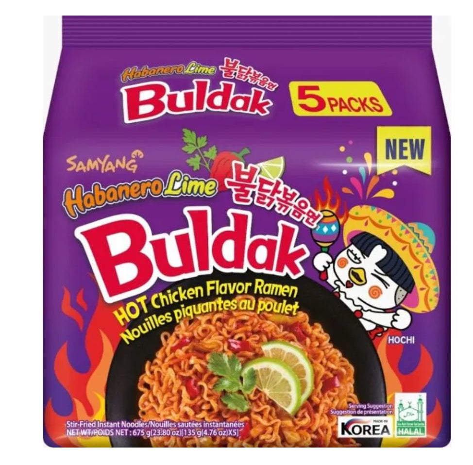 BULDAK NOODLE HOT CHICKEN HABANERO LIME 8/5/140gr