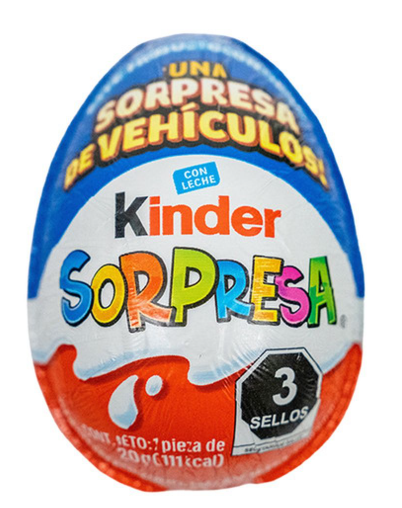 KINDER SORPRESA VEHICULOS MUNDO AZUL 12/8pc
