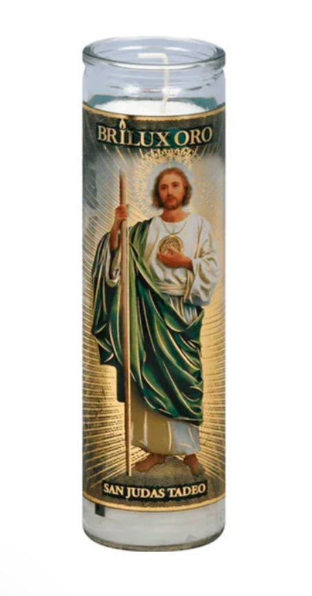 VELADORA BRILUX ORO SAN JUDAS TADEO BLANCA 12/1