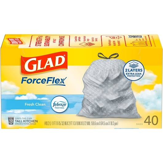 GLAD TALL KITCHEN BOLSA DE BASURA FRESH CLEAN 6/40pc