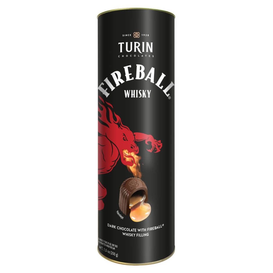 TURIN FIREBALL WHISKY DARK CHOCOLATE TUBE 12/7oz