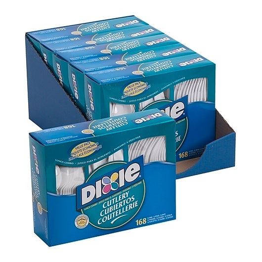 DIXIE POLYPROPYLENE CUTLERY COMBO WHITE HEAVY WEIGHT, 168 PER CASE