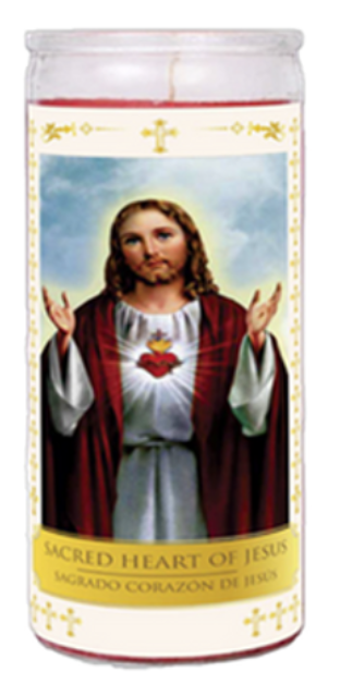 VELADORA MIRACLE SAGRADO CORAZON RED JUMBO 6/42oz
