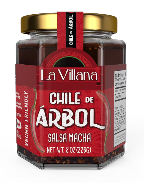 LA VILLANA  ARBOL PEPPER HOT SAUCE 6/8oz (226g)