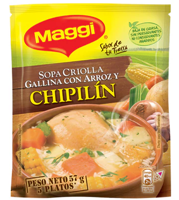 SOPA MAGGI  CRIOLLA GALLINA CON ARROZ Y CHIPILIN12/12pc (55g)