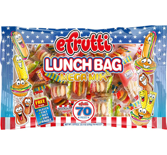 EFRUTTI GUMMI MEGA PEG BAG LUNCH BAG MIX 6/70 PCS
