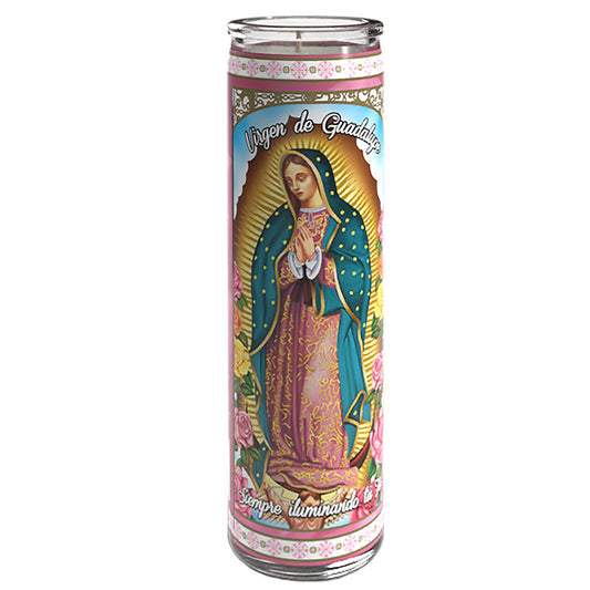 VELADORA STELLA VIRGEN DE LA GUADALUPE BLANCA 12/1